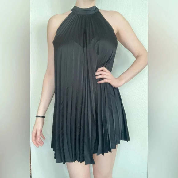 NWT Petal & Pup Ginnee Pleated Mini Dress Size Medium Black - Picture 1 of 6